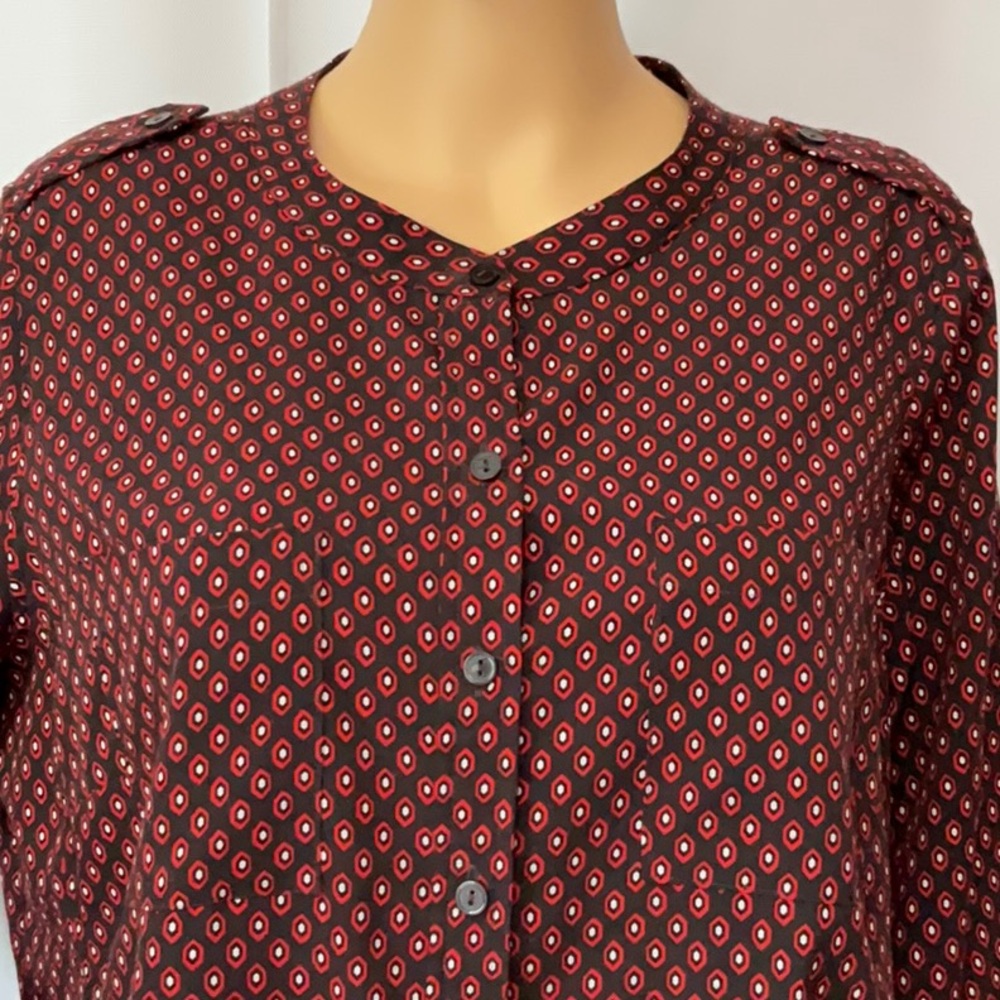 Apt. 9 Red Long Sleeve Casual Button Down Shirt Women’s Top Size 0X - Picture 12 of 12